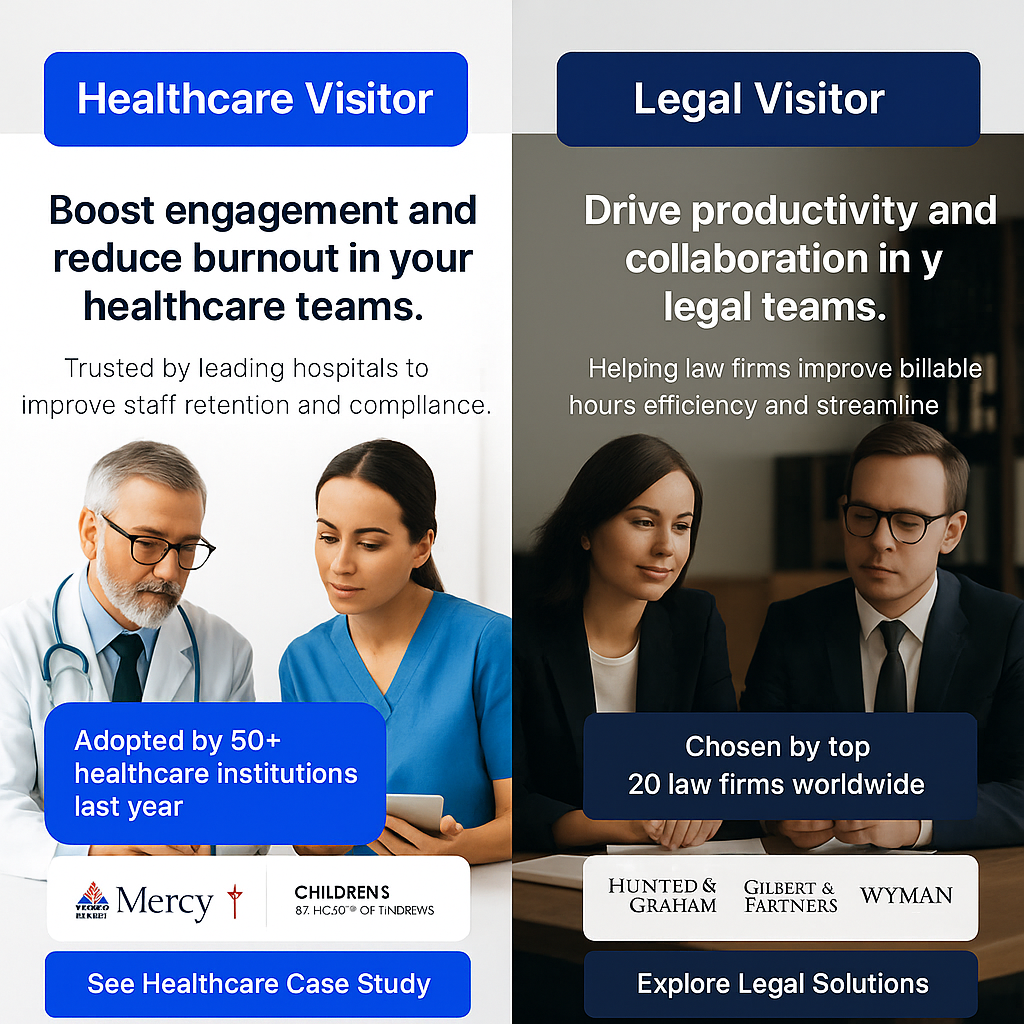 Side-by-side comparison: homepage personalized for healthcare vs. legal visitors