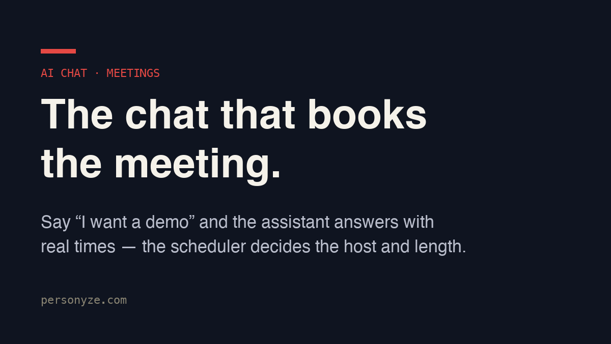 The AI chat agent booking a meeting inside the conversation