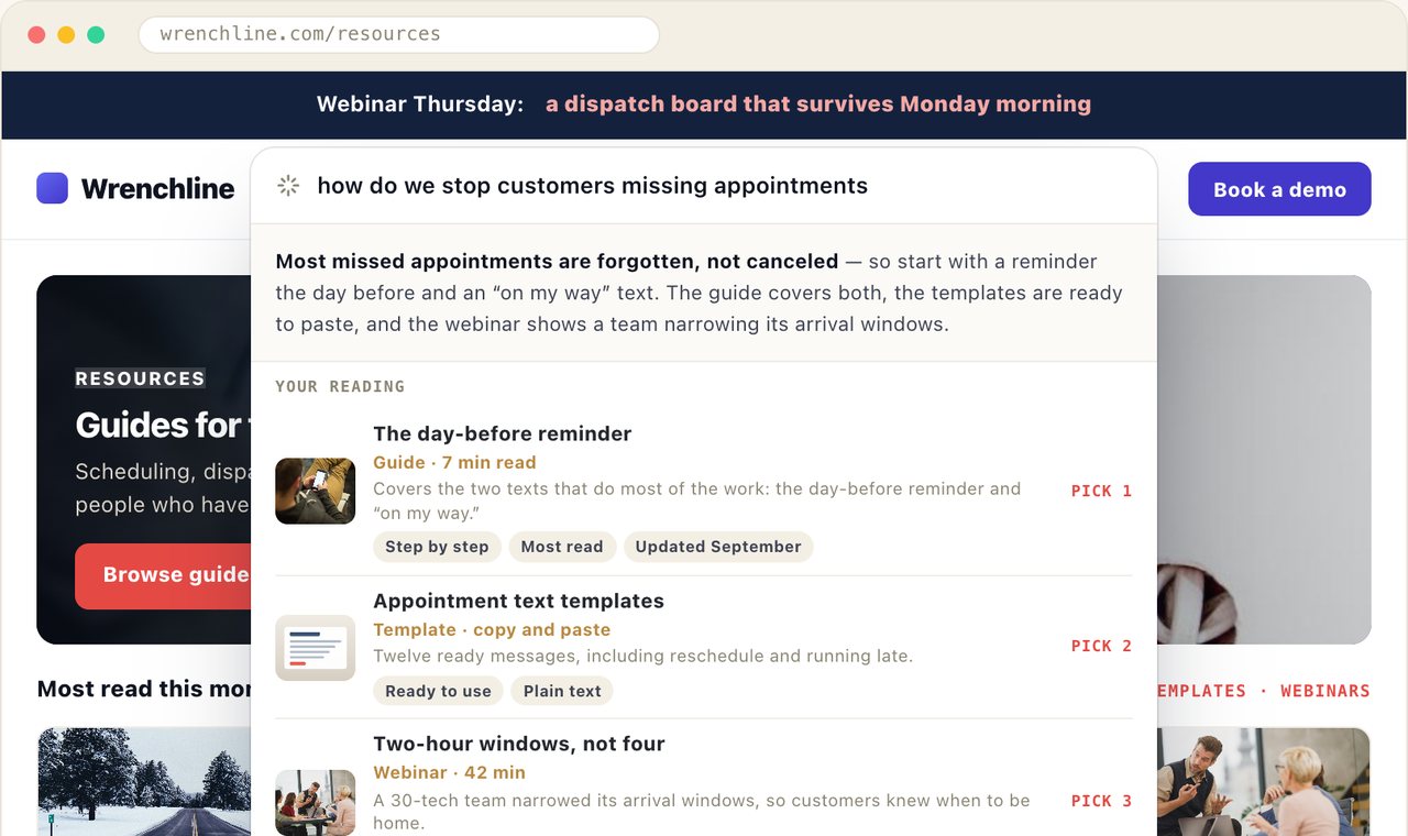 AI content finder for a B2B resource library