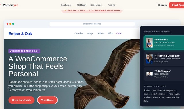 WooCommerce store showing personalized offers and recommended products