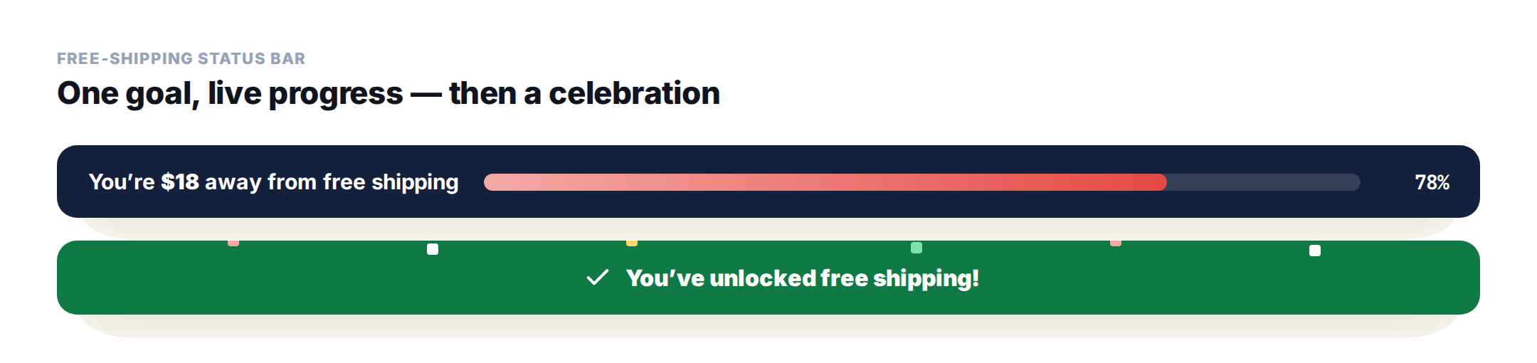 Free shipping progress bar and tiered loyalty bar