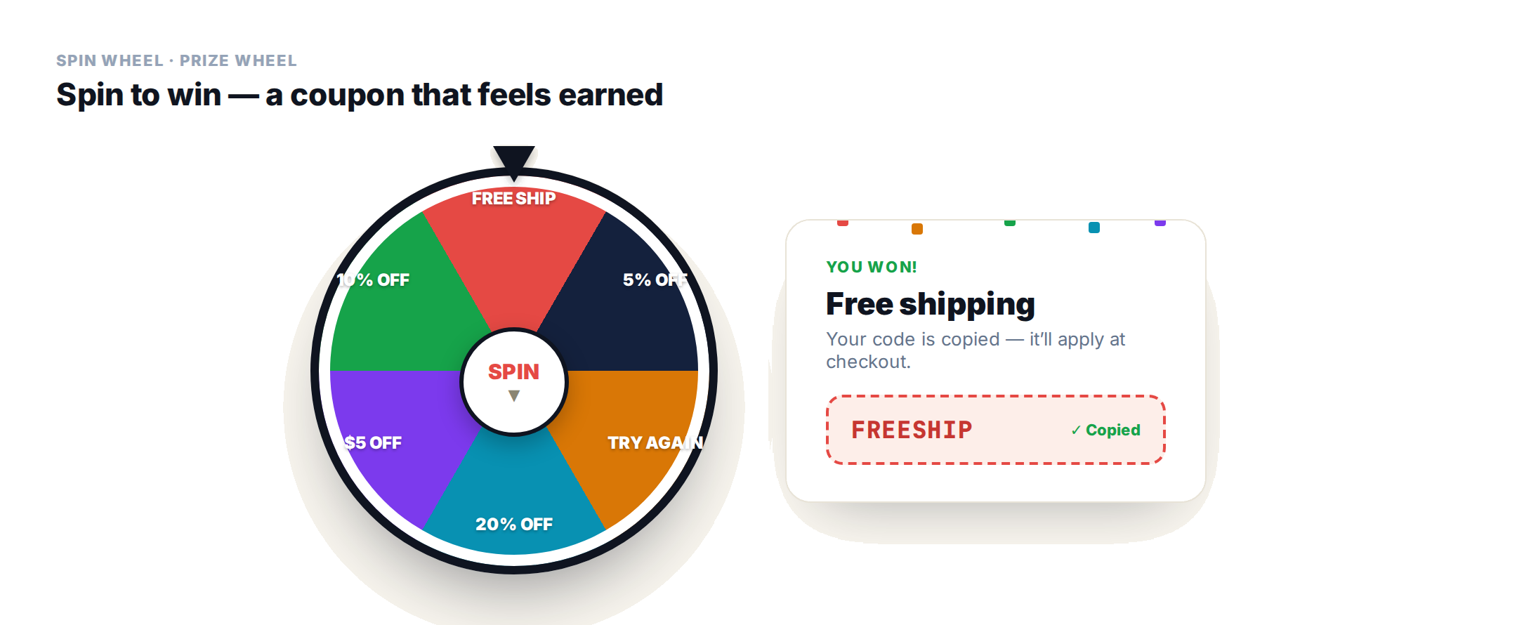 Gamified spin-to-win prize wheel